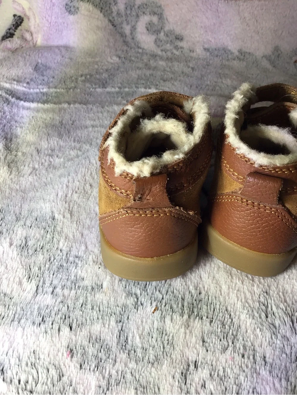 UGG Toddler Brown Faux-Fur Lined Hook-and-Loop Boots